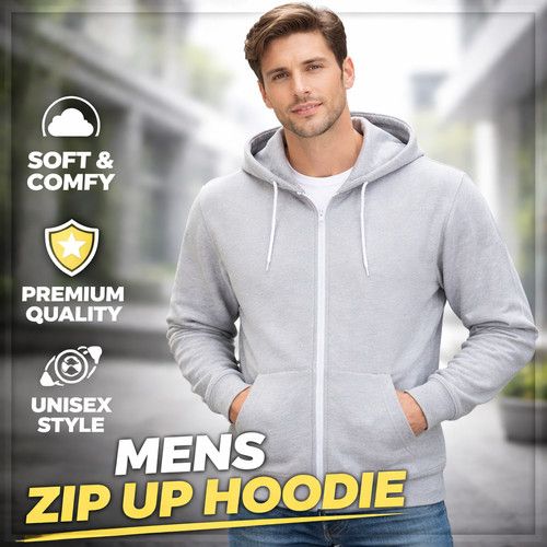 Mens Plain Fleece Zip Up Top Zipper Hoody Sweatshirt Jacket Jumper Hoodie S-5XL