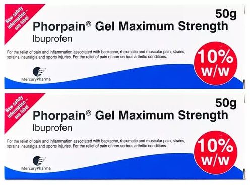 2 x 50g Ibuprofen 10% Anti Inflammatory Sprains Pain Relief Gel - (2 x 50g)