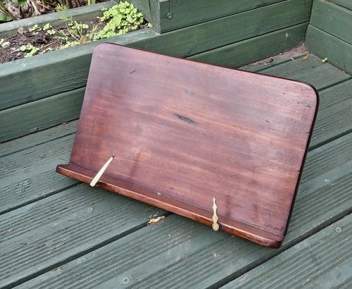 Antique Victorian Edwardian Solid Mahogany Book Stand, Adjustable