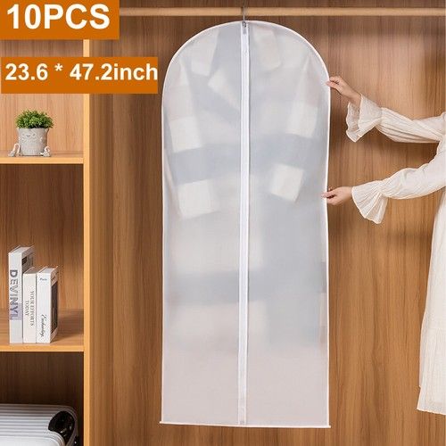 10Pcs Zip Up Hanging Suit Dress Coat Garment Bag Clothes Cover DustProof Storage
