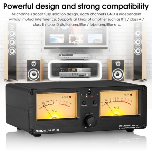 Dual Analog VU Meter 2-way Amplifier/Speaker Audio Switcher Box w/Remote Control — image 6