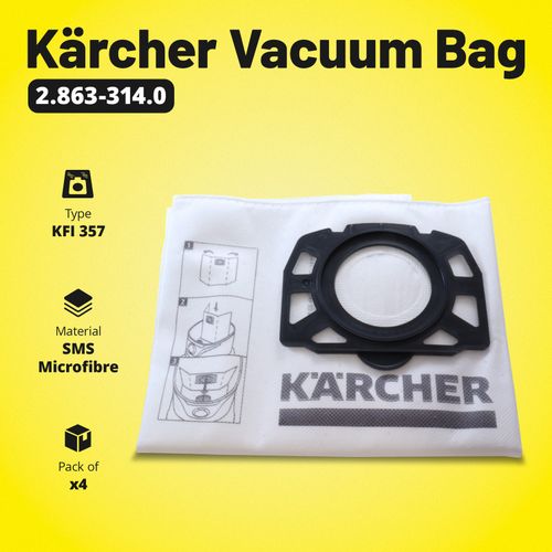 Karcher 'KFI357' Type WD2 WD3 KWD1-3 WD3.200-WD3.800M Vacuum Cleaner Bags 4Pack — image 2