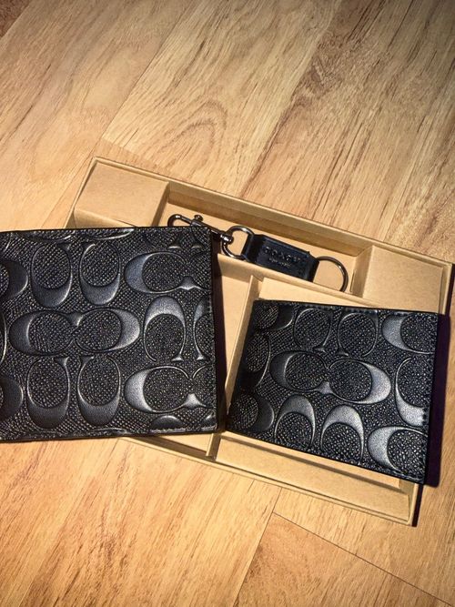 3 in 1 Coach Black Wallets and Keychain Set — image 1