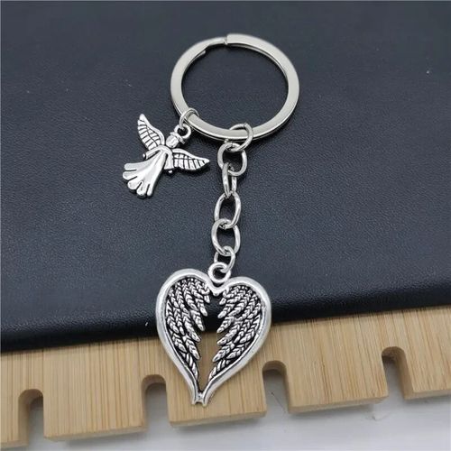 Guardian Angel Charm Feather Wings Charm Keyring Alloy Keychain Memorial Gift — image 4