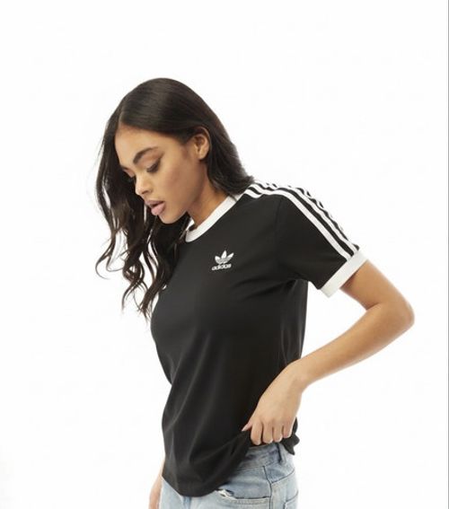 Women Adidas Originals 3 Stripes Cotton T-shirt Crew Neck Short Sleeve S-XXL