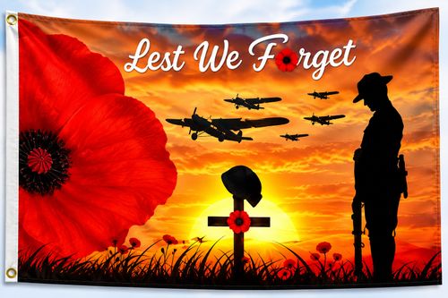 Remembrance Day Flag Poppy Military Army Armed Forces Lest We Forget War WW1 WW2 — image 1