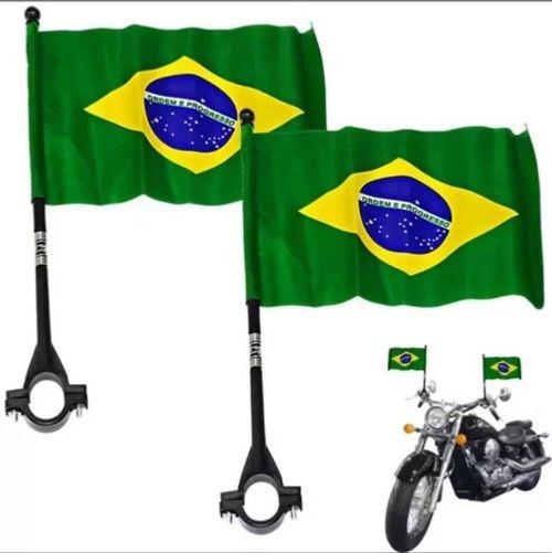 Bandeira Do Brasil de Tecido com haste para moto guidão.