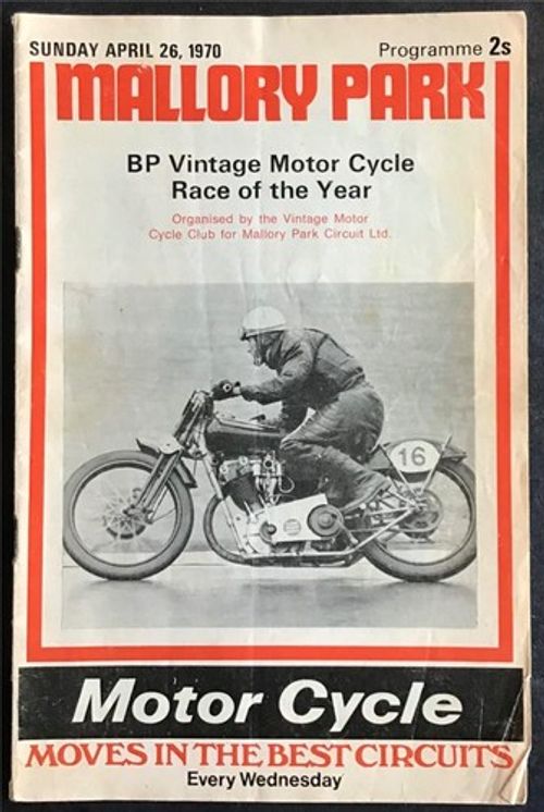 MALLORY PARK 26 Apr 1970 VMCC BP VINTAGE MOTOR CYCLE RACES Official Programme
