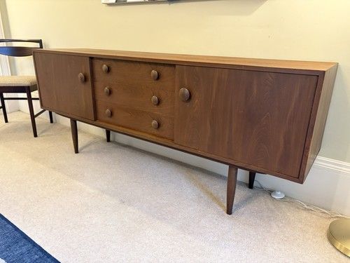 Mid Century Vintage Long Teak Sideboard