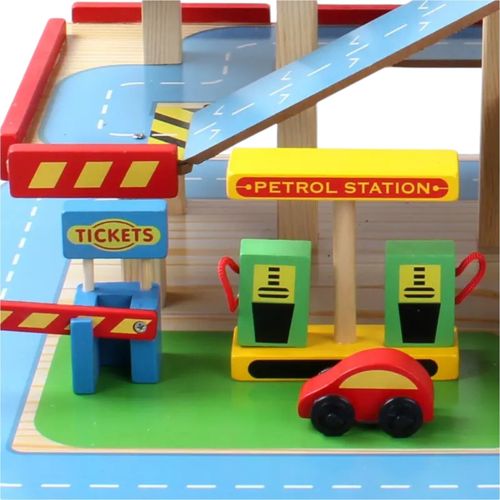 New Wooden 3 Storey Garage Pretend Toy Kids Educational Car Role Play Gift Set  — image 2