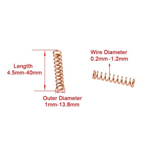 10pcs Phosphor Copper Compression Spring Pressure Spring Wire Diameter 0.2-1.2mm — image 2