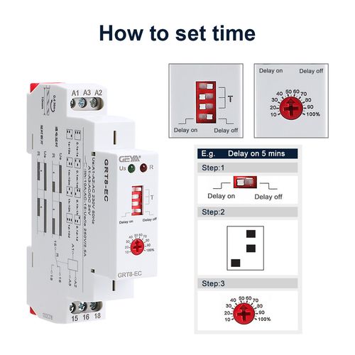GEYA On Delay & Off Delay Timer Relay Time Delay Cycler Switch 10A DC24V/AC220V — image 8