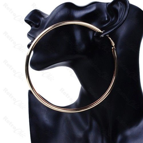 HUGE 10cm/12cm GOLD/SILVER fashion BIG plain MASSIVE HOOPS large hoop earrings