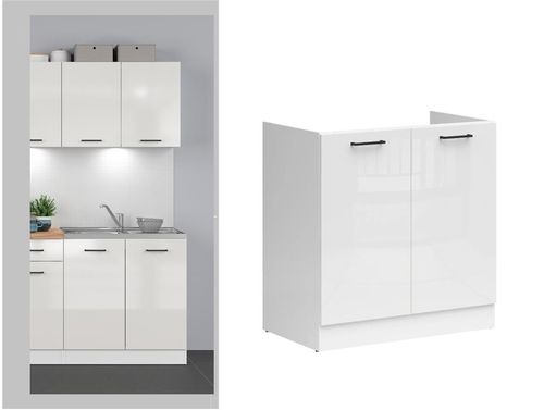 Corner Kitchen Set 11 Units Complete DIY Fitted Cabinets White Gloss Slab Junona — image 16