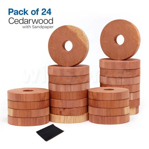 100% Natural Cedar Wood Moth Repellent for Wardrobes Drawers Hanging Cedar Rings