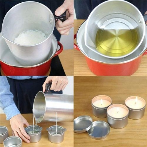 Candle Making Kit 24 Black Tins 4oz 2kg Soy Wax Flakes 10cm Pre Waxed Wicks — image 12