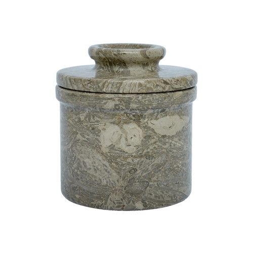 Marble Butter Bell Crock with Lid French Butter Keeper Dish Holder Oceanic Grey