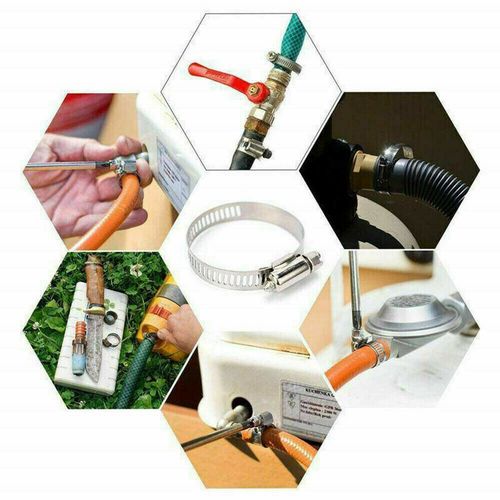 101-Pcs Assorted Stainless Steel Hose Clamp Kit With No Driver Jubilee Clips Set — image 8