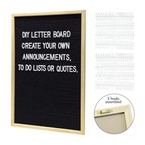 45cm Felt Letter Board 294pc Wooden Frame Changeable Message Sign Black Felt Kit