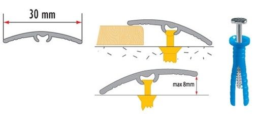 Door Bar Threshold Strip 2.5m Transition Trim for Laminate Tiles Edge Protector