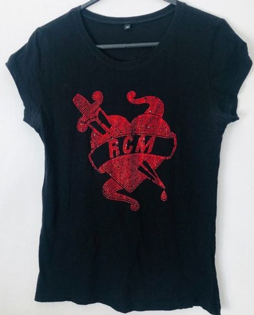Duran Duran Red Carpet Massacre 2007 T shirt ladies Cap sleeve Rare Beaded Logo