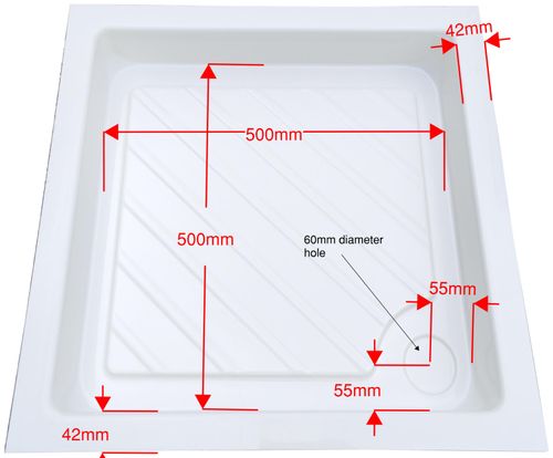 Universal Campervan Bathroom Shower Tray - 585mm x 585mm — image 3