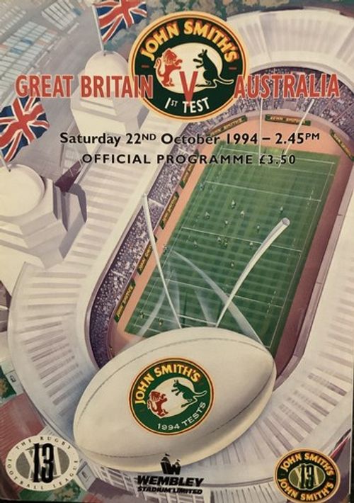 RUGBY LEAGUE INTERNATIONAL PROGRAMME GREAT BRITAIN V AUSTRALIA 1994 1st Test