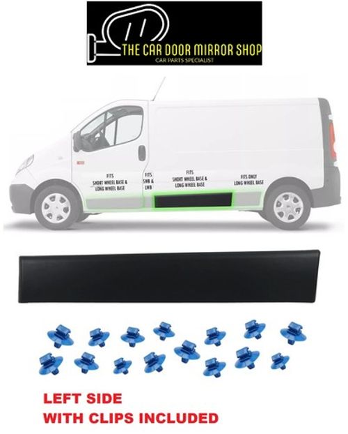 Fits Vauxhall Vivaro Left Side Long Trim Moulding Strip Panel 2002–2013 Van LH