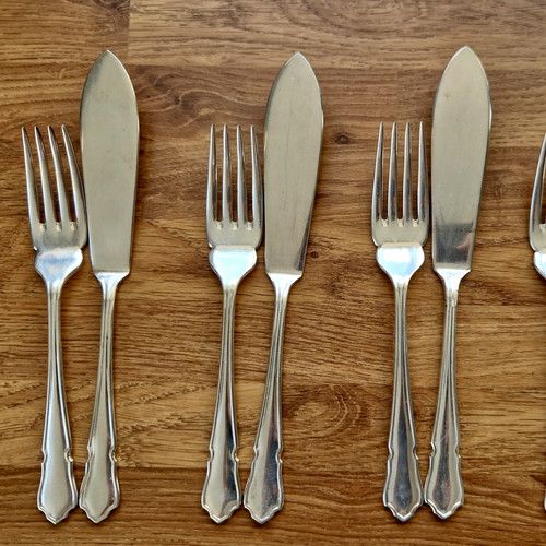 Sheffield EPNS A1 England Silver Plate Cutlery Set, PAS KOS 50. Vintage Dubarry