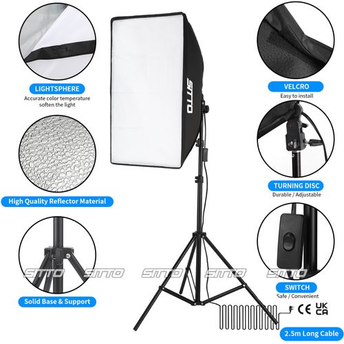 2×150W Softbox Lighting Kit Continuous Light Stand Video Photo Soft Box Studio — image 5