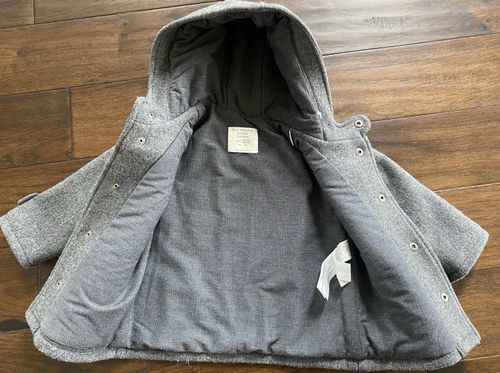 Zara Baby Boy Hooded Wool Blend Coat Pockets Gray Boys 18-24M — image 3
