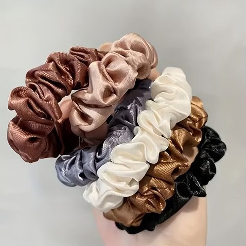 6PCS Silk Satin Scrunchies Hair Ties Elastic Ponytail Hair Bands Soft Hair Rope — image 4