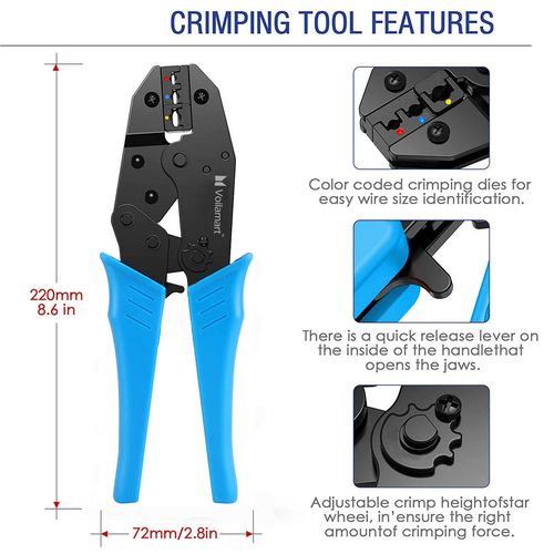 9" Ratchet Crimper Plier Cable Wire Electrical Crimp Tool Terminals Crimping Kit — image 4