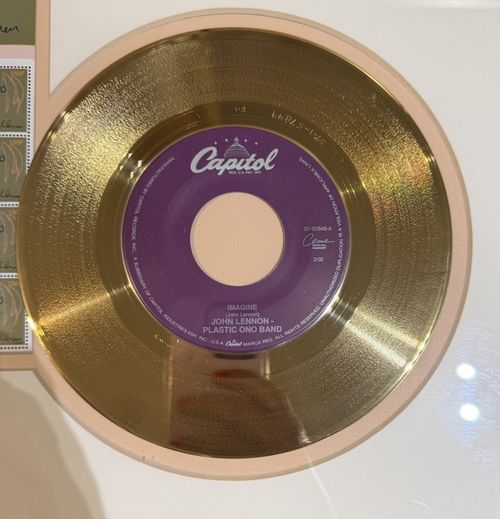 John Lennon Imagine 24KT Gold Plated Presentation Disc Framed Display Ltd  Ed — image 3