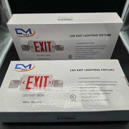 2-Pack CM MZY LED Exit Sign Emergency Lights 120/277V Red UL Listed