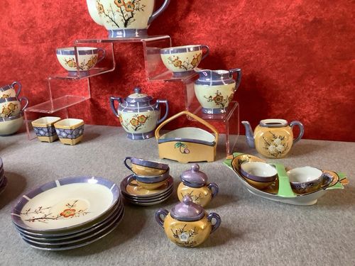 Lot of VTG 1920/30s Japanese Takito Lusterware Cherry/Plum Blossom Tea Pieces — image 5