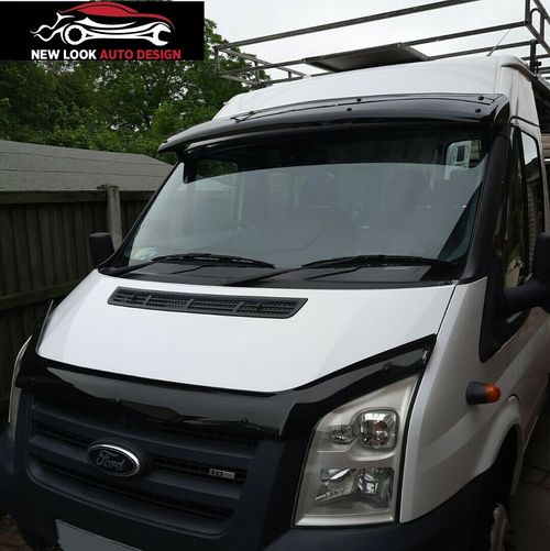 FORD TRANSIT MK7 BLACK ACRYLIC SUN VISOR + BONNET BUG GUARD SET — image 2