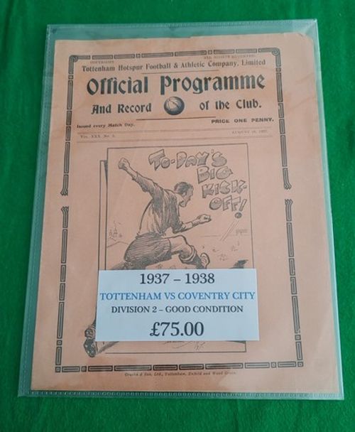 Tottenham Hotspur V Coventry City Football Programme VGC Div Two 1937/38