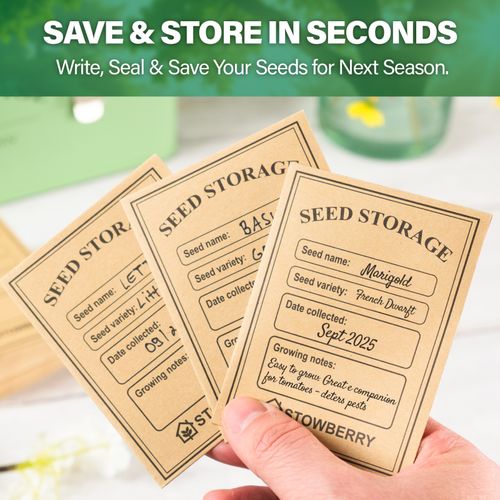 STOWBERRY - 50 x SEED ENVELOPES SELF-ADHESIVE SEED STORAGE PACKETS 10.5 x 8CM — image 5
