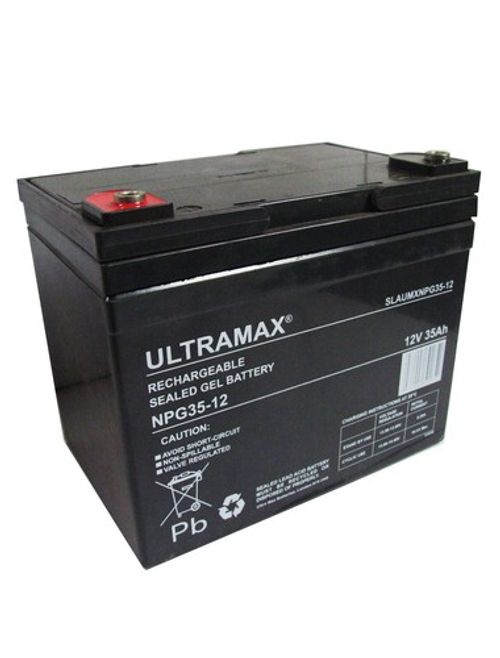 12V 35AH (33AH - 34AH) 36 Holes ULTRA MAX NPG35-12 GEL TYPE GOLF TROLLEY BATTERY
