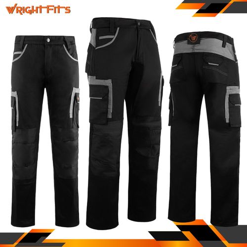 Work Trousers Men's Heavy Duty Cargo Black & Grey Combat Pants with Multi Pocket — image 1