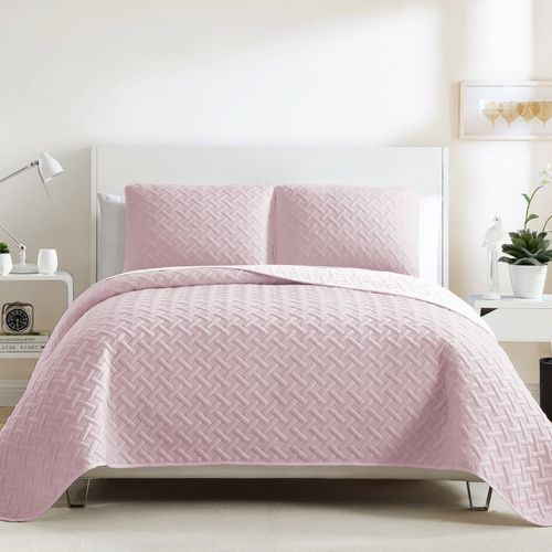 3 Pcs Quilted Reversible Bedspread Bed Throw Single Double King Size Bedding Set — image 1