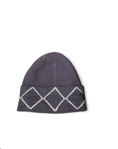 CHANEL Men’s Wool Knit Beanie CC Logo Argyle/Diamond Grey/Beige One Size — image 2