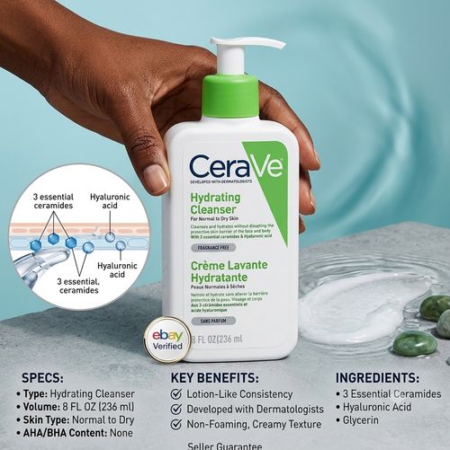 CeraVe Hydrating Cleanser 236ml Normal to Dry Skin Hyaluronic Acid Face Wash — image 7