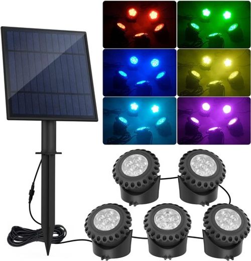 LED Solar Pond Lights Underwater RGB Landscape Garden Pool Fountain Lights IP68