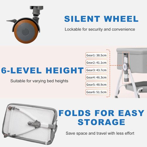 Baby Bedside Crib Sleeper Bassinet Height-adjustable Newborn Cot With Mattress — image 6