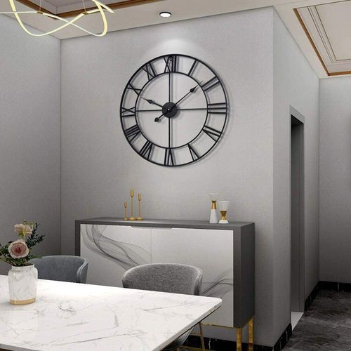 78cm Round Extra Large Roman Numerals Skeleton Wall Clock Big Giant Open Face — image 10
