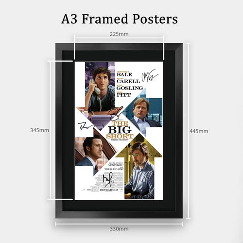 The Big Short Movie Poster Cast Signed Printed Autograph A3 Framed Memorabilia — image 2
