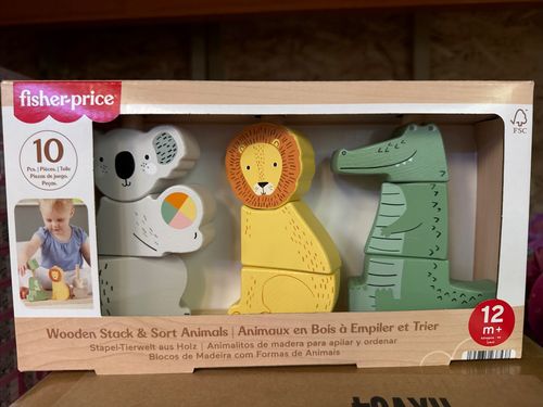 Fisher-Price Wooden Baby Toy Stack & Sort Animals 10 Wooden Pieces 12 Months + — image 1