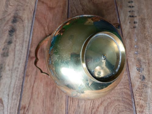 Brass Decorative Ornament Kettle Tea Pot With Hinged Handle & Ring Shaped Stand — image 17